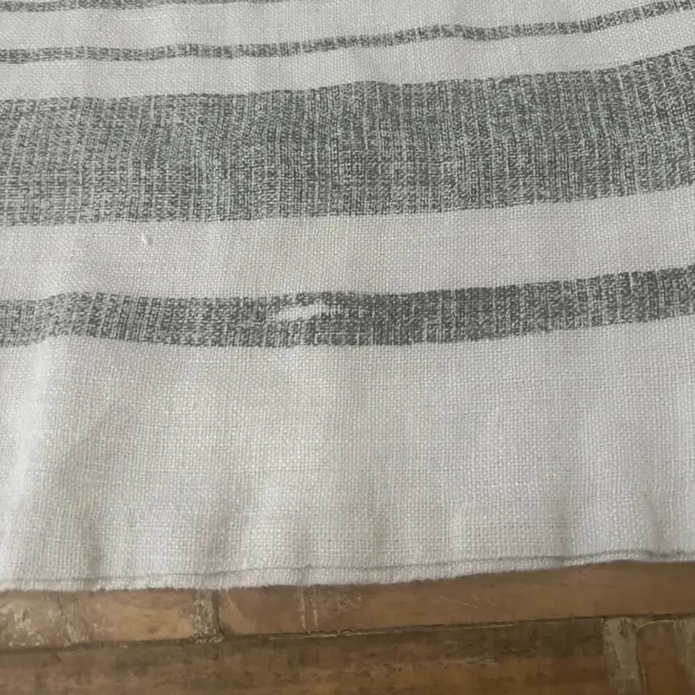 Arhaus 2 Pillow Shams Gray & White Striped 100% Linen 14